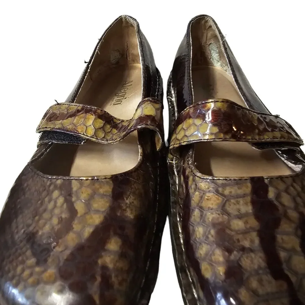 Alegria PG Lite Mary Jane‎ Metallic Faux Snake Skin FEL-709 Size 38 US 8-8.5
